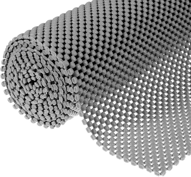Multipurpose Non-Slip Mat, Grid Pattern PVC Non-adhesive Grip Liner Shelf Liner Anti-slip Mat Drawer Liner Bathroom Kitchen Waterproof Floor Mat for Home&Office,Cars,Caravans-200x50x0.3cm (Dark Grey)