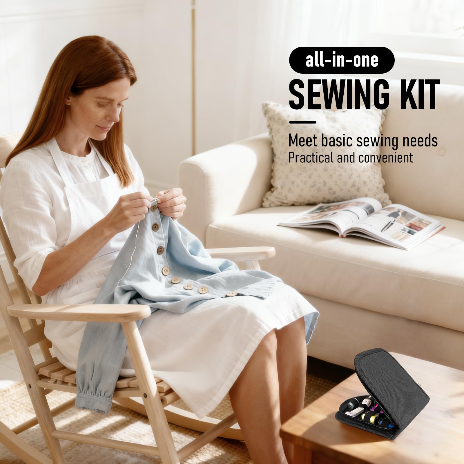Kit de costura para adultos, paquete de 10 unidades, regalos para mamá, abuela, mujeres, hombres, adultos, niños, adolescentes, principiantes, viajeros, accesorios de costura portátiles