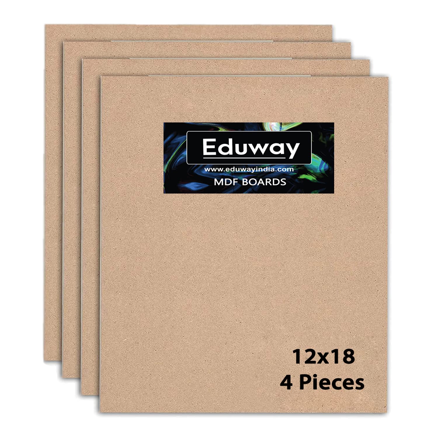 Eduway 12x18 Inch MDF Panel - Japanese Ash Wood Veneer (12x18 Inches), 4 Pack (30cm x 45cm)