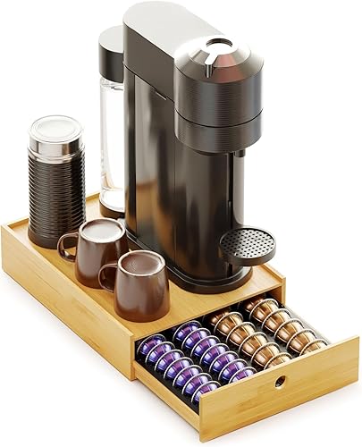 Miniatura 6 de New England Stories Soporte para cápsulas de café compatible con cápsulas Nespresso Vertuo, cajón de almacenamiento de cápsulas de escritorio