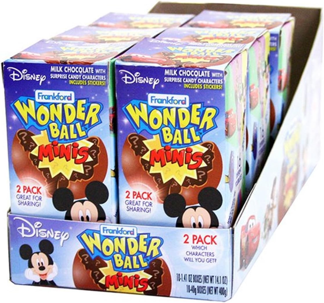 Disney Chocolate Wonderball Egg with Surprise Character Hard Candy, 1.41 oz (10 Pack)