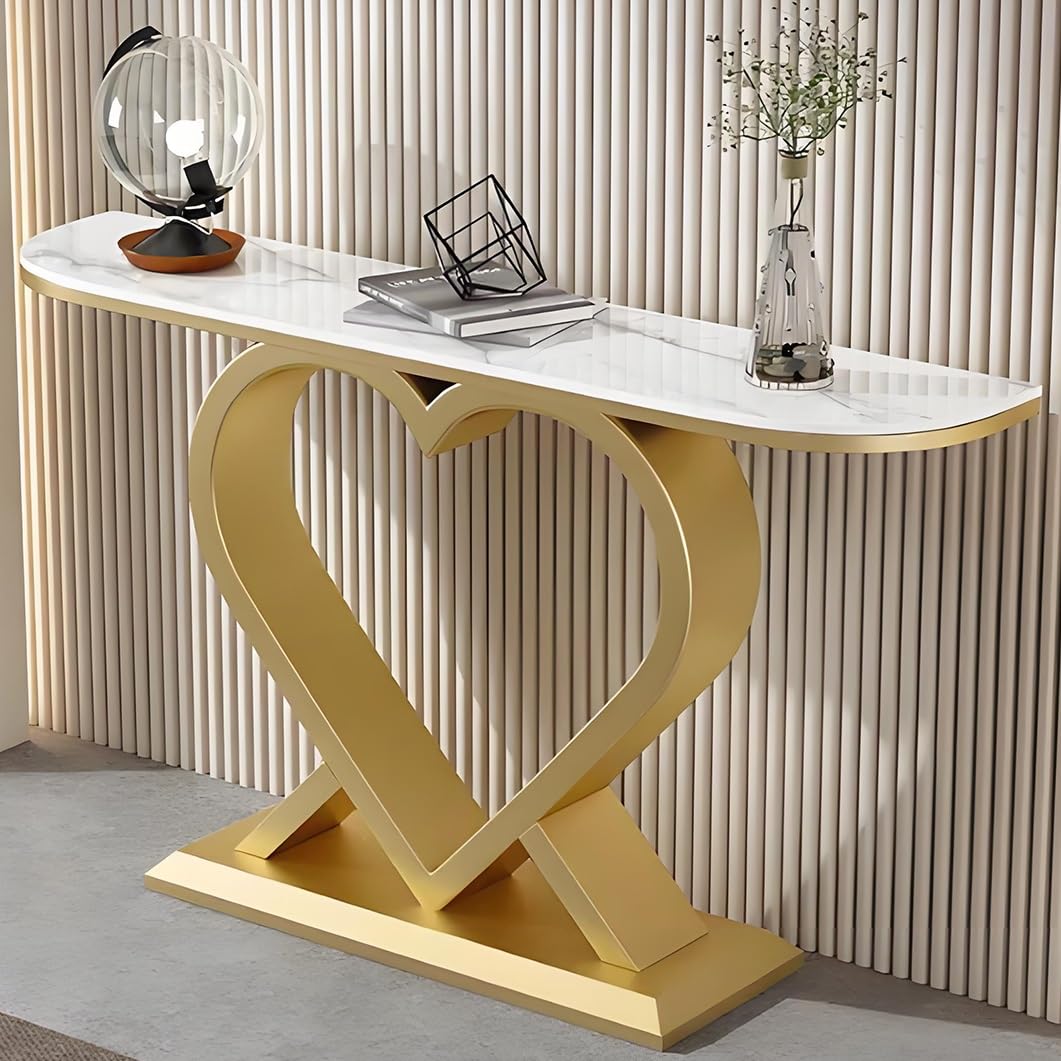 Mesa de entrada YVYKFZD de 100cm dorada para decorar recibidores estrechos con estilo industrial