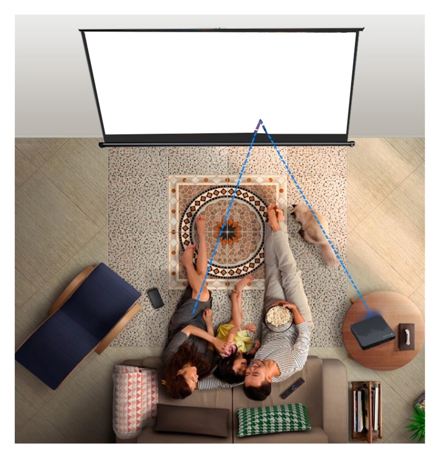Schermo proiezione portatile leggero, a discesa manuale antipiega 20-50 pollici, HD 4:3/16:9 per home theater, campeggio, feste, viaggi, conferenze ufficio(4:3,20inch)
