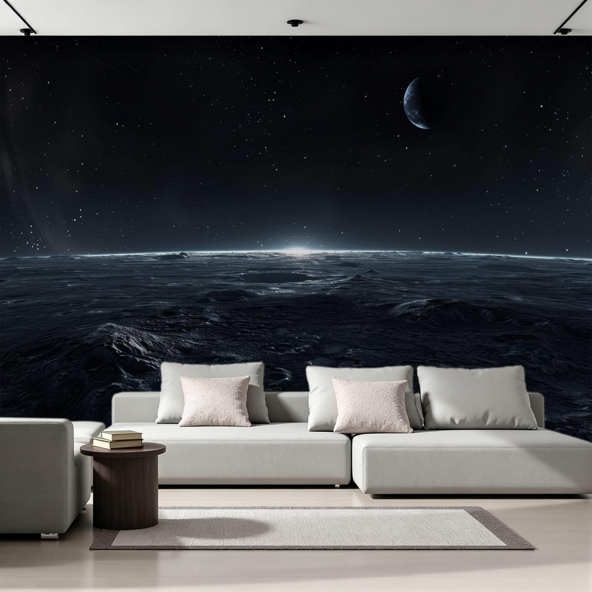 Carta da parati effetto 3D Luna 400 x 280 cm Murale Non Tessuto Universo Spazio Esterno Fotomurale Stampa HD Moderna Poster Per Soggiorno E Camera Da Letto Design 2M1415
