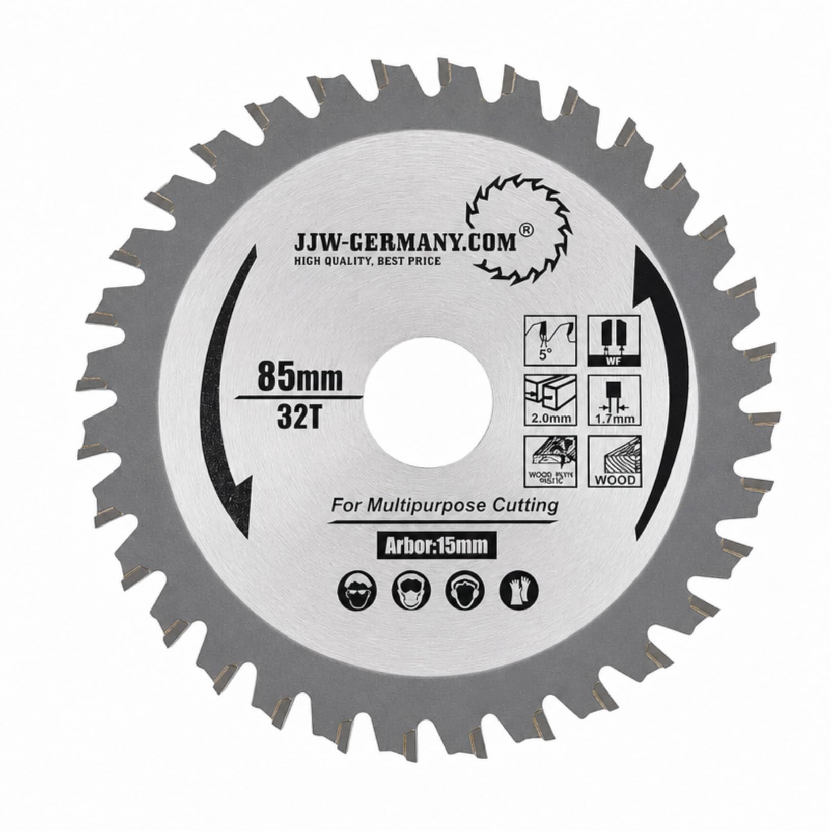 jjw-germany HM - Sägeblatt 150 x 2,6 x 16 Z= 48 WZ, Industri