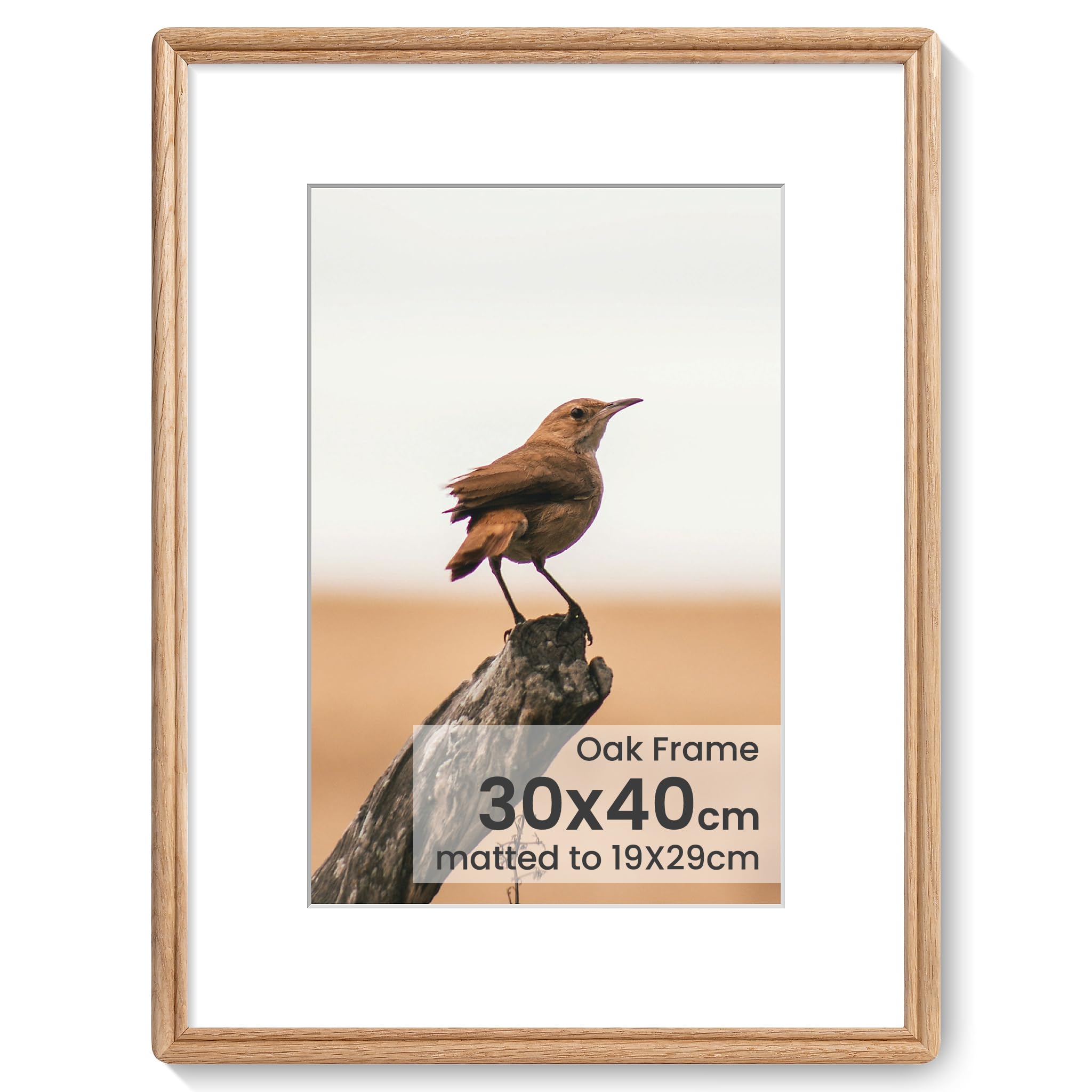 300cmx400cm Picture Frame, Natural USA-Sourced Solid Oak Wood Picture Frame with Tempered Glass, Handcrafted 300cm x 400cm Wooden Frame Matted to 200cm x 300cm Photo for Horizontal or Vertical — image 1