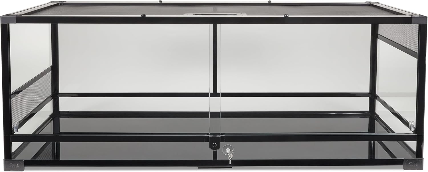 Zilla QuickBuild Reptile 65 Gallon Glass Terrarium Habitat with Sliding Door For Geckos, Snakes, Lizards, Frogs, Turtles, and Tortoises, 48" x 18" x 18"