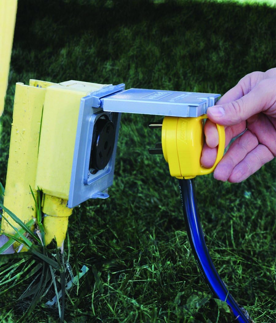 Camco Power Grip RV Mini Replacement Plug - Attach 30 Amp RV Plug to Existing 30 Amp RV Extension Cord - Features Ergonomic Designed Handle for Easy Gripping- Rated for 125 V/3750 W (55283)