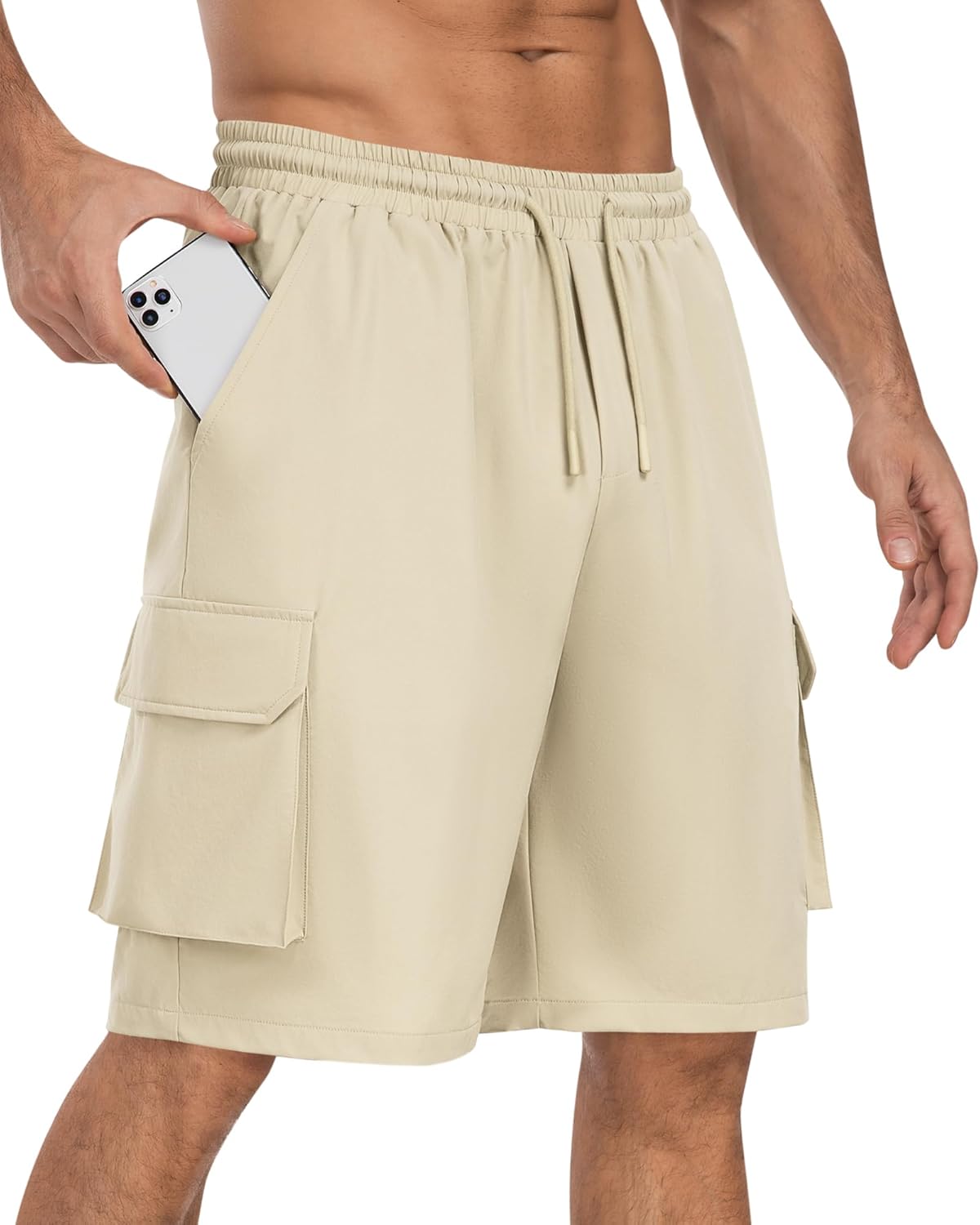 Men's Cargo Casual Shorts Quick Dry Lightweight Stretch Athletic Shorts for Men with 5 Pockets Outdoor Running Gym