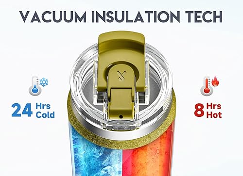 Miniatura 82 de Meoky Vaso de 32 onzas con asa, vaso aislado con tapa y popote, taza de viaje de acero inoxidable, 100% a prueba de fugas, mantiene el frío durante