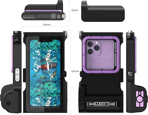Miniatura 3 de ShellBox Case Funda de buceo de 3 generación para Samsung Galaxy y serie de teléfonos, teléfonos universales 4.9-6.9 pulgadas, buceo de 49.2 ft50