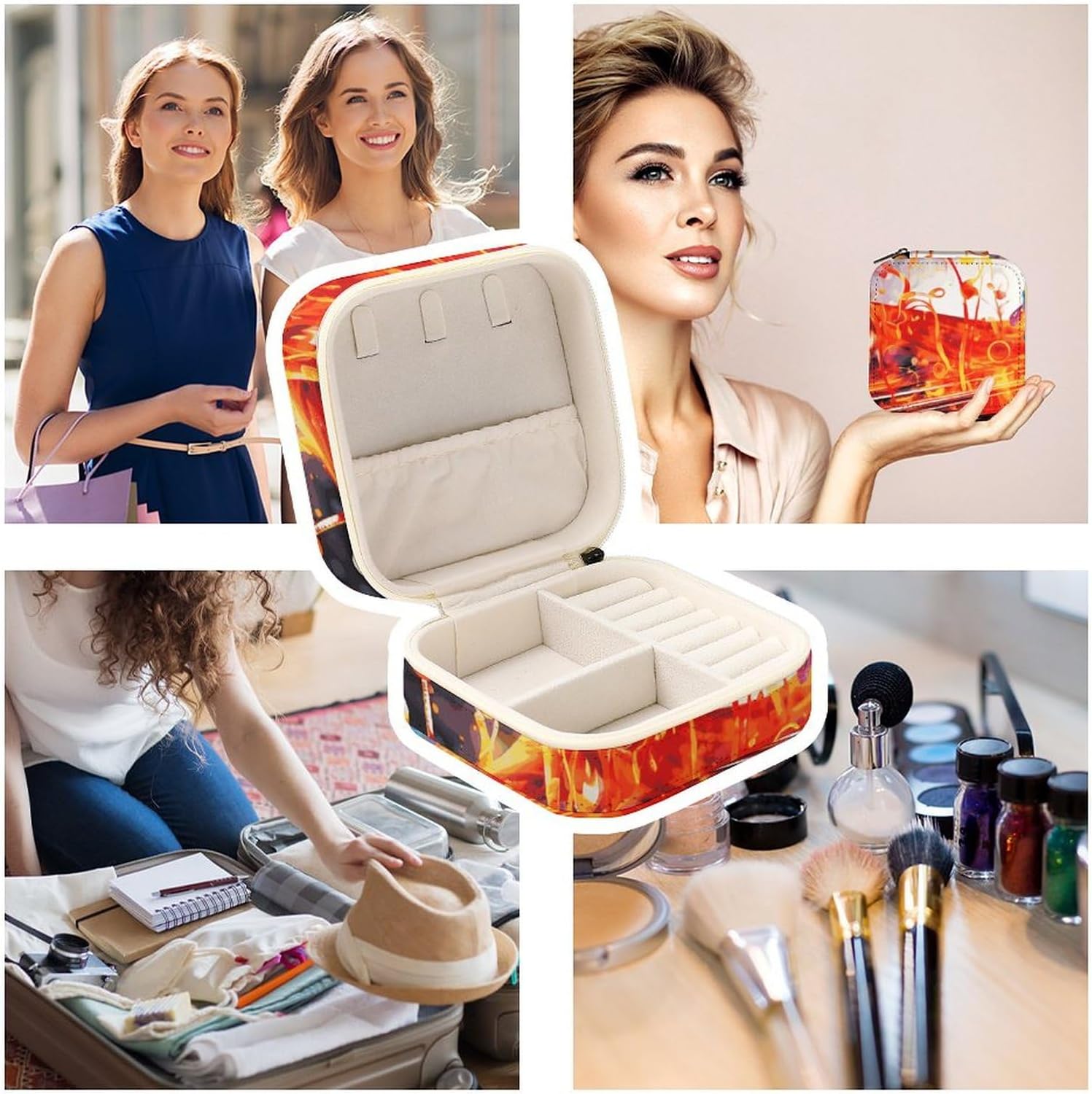 Jewelry Box for Women Men Jewelry Storage Case Portable Colorful Piano Keyboard Music Note Jewelry Organizer Box for Rings Earrings Necklaces image 4