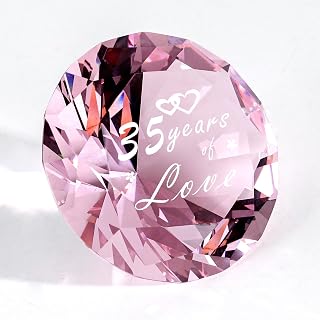 Wedding Gifts for Her, Happy 35th Wedding Anniversary Romantic Gifts for wife husband 35 Years of Love Present for Couple, pink K9 Crystal Diamond Decoration (35 Years of Love)