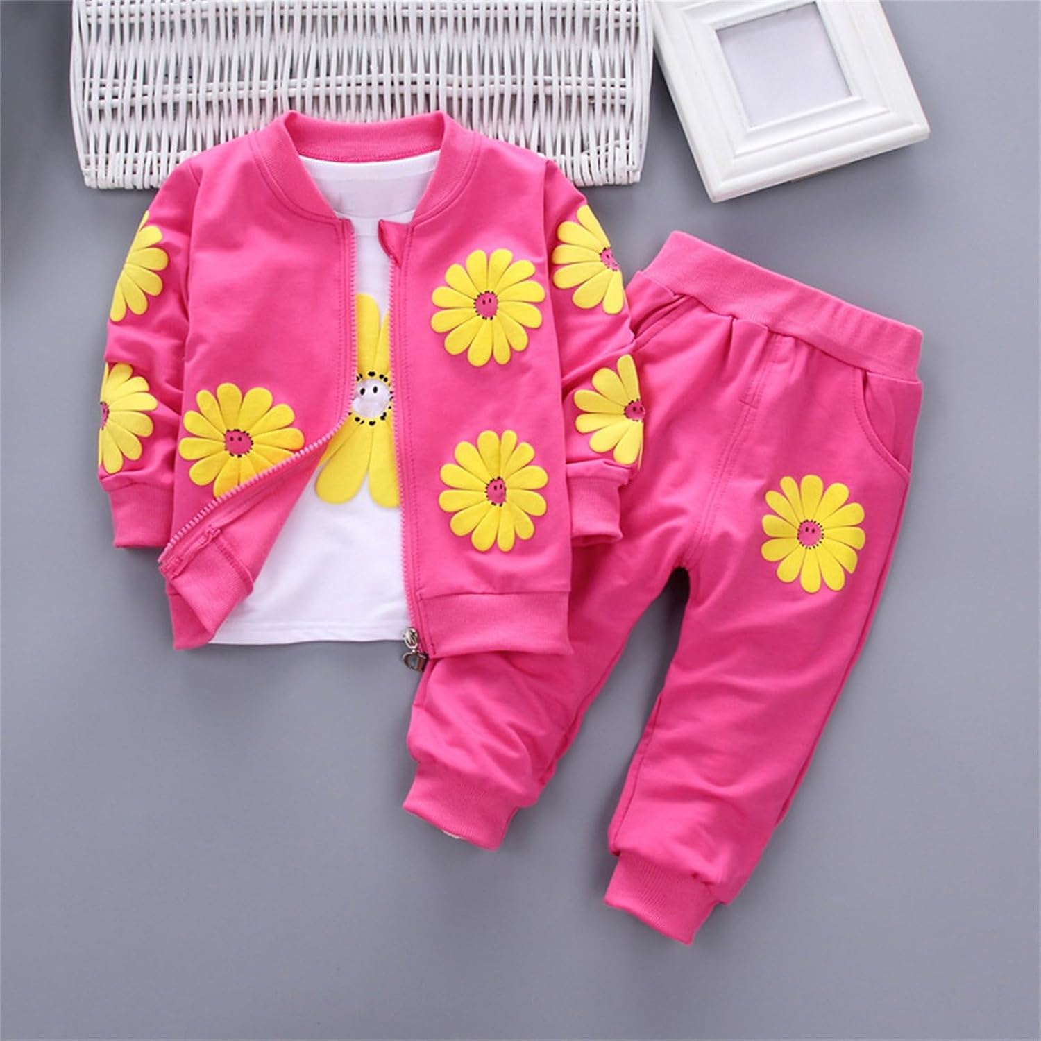 Clothes for Girl Boys Baby Fall Winter Outfit Toddler Girl Long Sleeve Flower Print T Shirt Top Pant Baby Girl