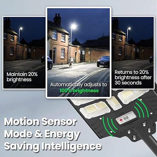 Miniatura 5 de Luces solares de calle de 8000 W para exteriores, luces solares impermeables para exteriores, sensor de movimiento, luces de estacionamiento