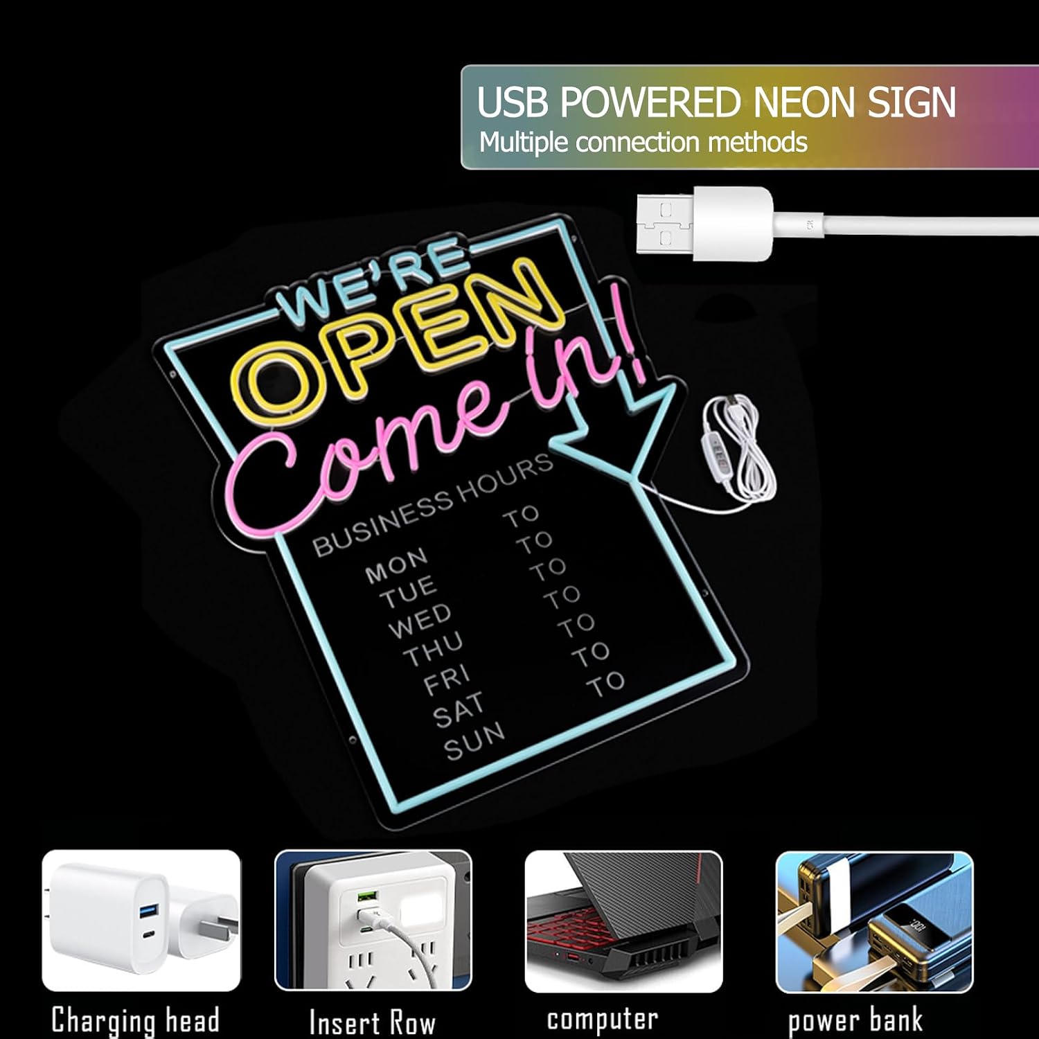 MissAudrey Open Neon Sign for Business with Cycle Timer,We're Open Come In Business Hours Neon Sign with Dimmable for Store front Window Shop Store Bar Salon Cafes Pubs Hotel Wall Decor