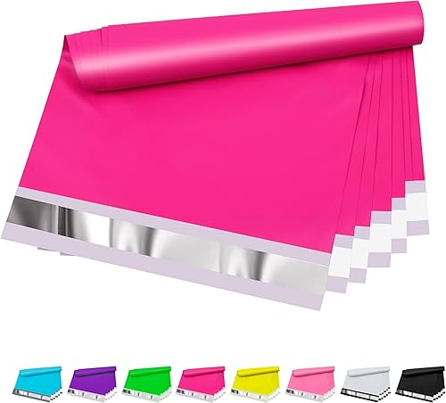 Sobres de polietileno de 10 x 13 pulgadas, 100 unidades, sobres de correo de plástico color rojo rosa con grosor de 2.4 mil de grosor, bolsas de