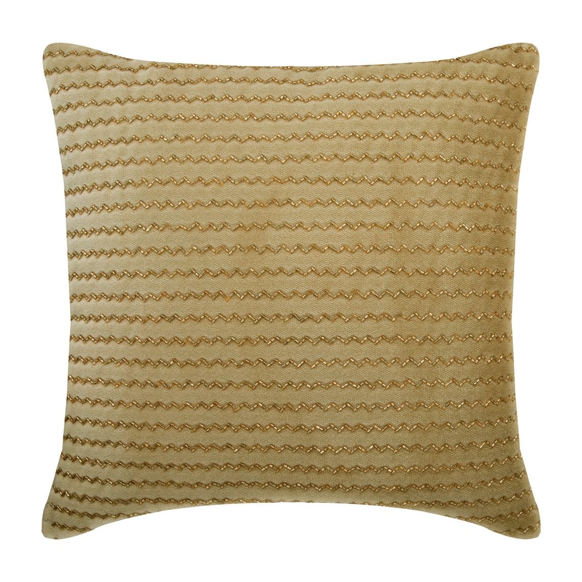 The HomeCentric Gold & Cream 22"x22" (Pack of 2, 55x55 cm (22"x22") Cushion Cover Couch, Velvet Beaded Couch Cushion Cases, Chevron Pattern Modern Style - Gold Walk — image 1