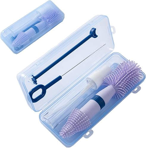 Chemimoso Cepillo pequeño de silicona para biberones de bebé recién nacidos, anticólicos, cepillo limpiador portátil de botellas de viaje, apto para