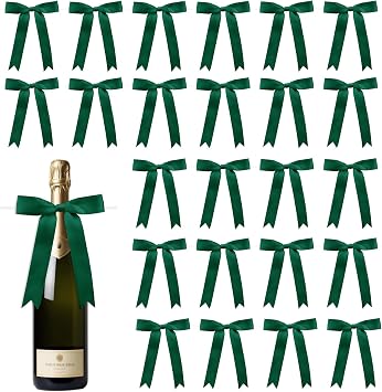 30 Pcs Satin Green Bows with Twist Tie, 5x7 Inchfor Gift Wrapping Cake Treat Bags Craft DIY Gift, Birthday Decorations, Balloons & Garland Home Decor
