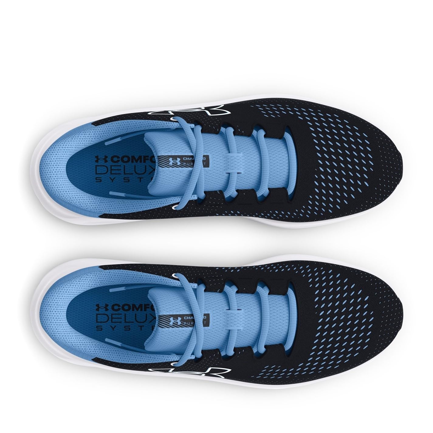 Under Armour Kadın Charged Pursuit 3 Büyük Logo Koşu Ayakkabısı, (004) Siyah/Ufuk Mavi/Beyaz, 37.5 EU