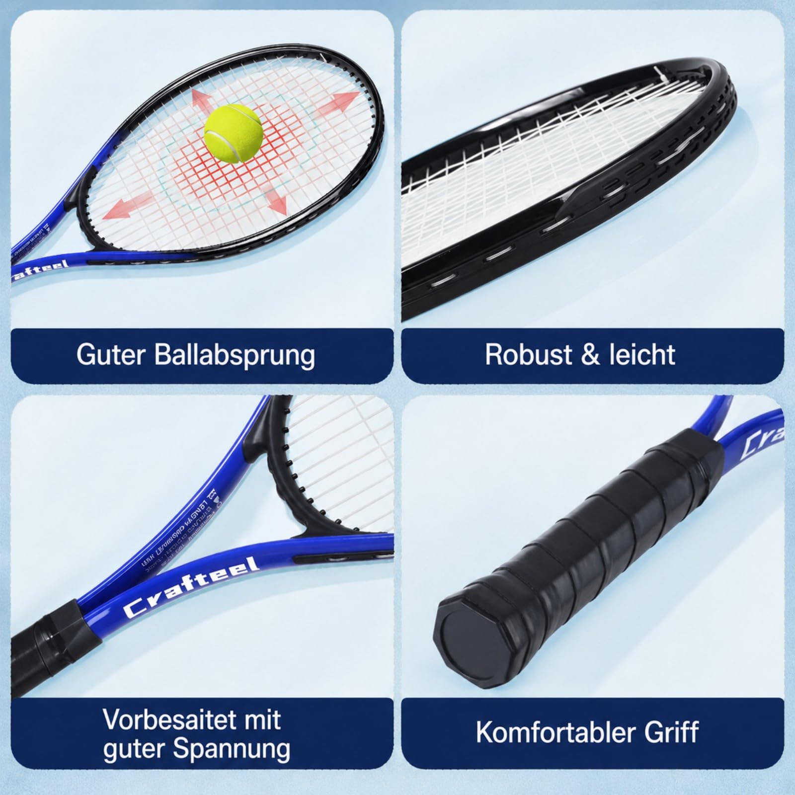 68,6 cm Tennisschläger 2er Set Familie Anfänger 27 Zoll Tennisschläger Set für Outdoor Freizeit Sport Spiel