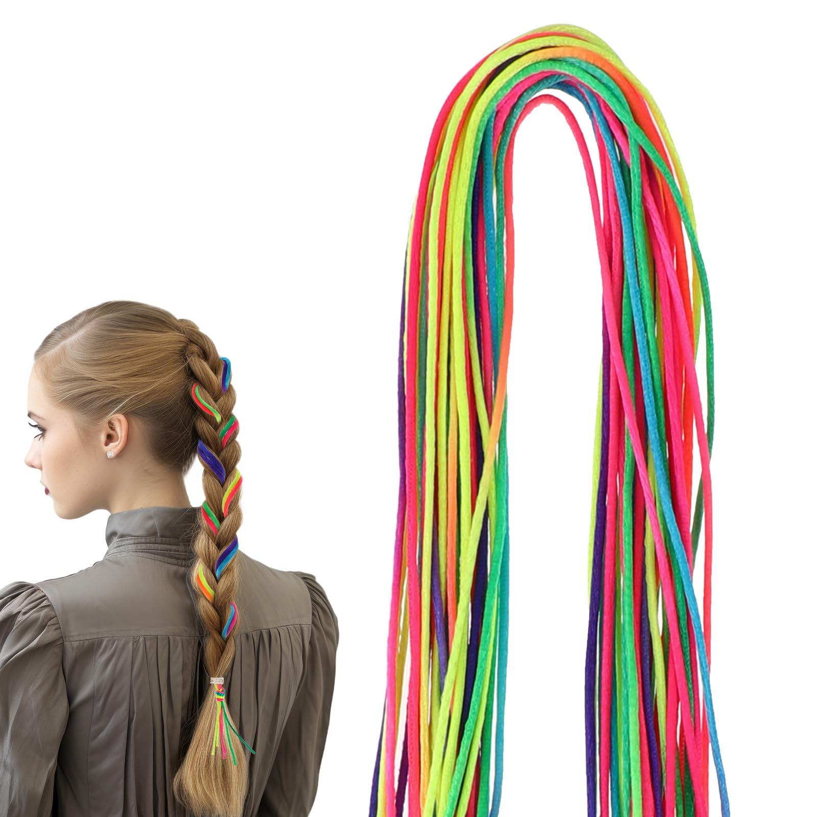 Giantree 30 cintas coloridas para el cabello, lazos para trenzar el cabello con arco iris para trenzas, color degradado, 80 cm, cintas para el cabello para mujer, accesorios de peinado (color