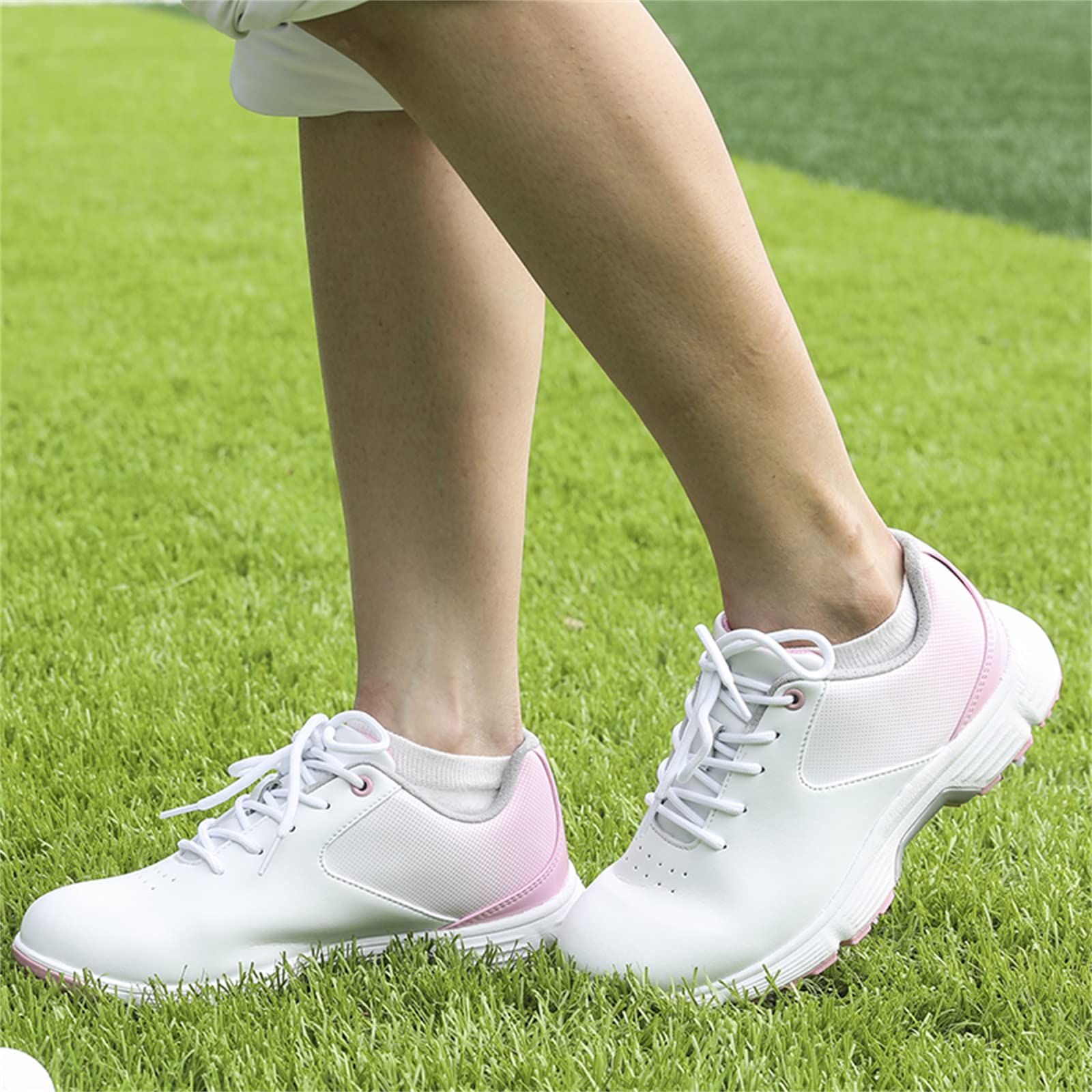 Scarpe da Golf Impermeabili da Donna Scarpe da Ginnastica Larghe A Spillo in Morbida Pelle Comode