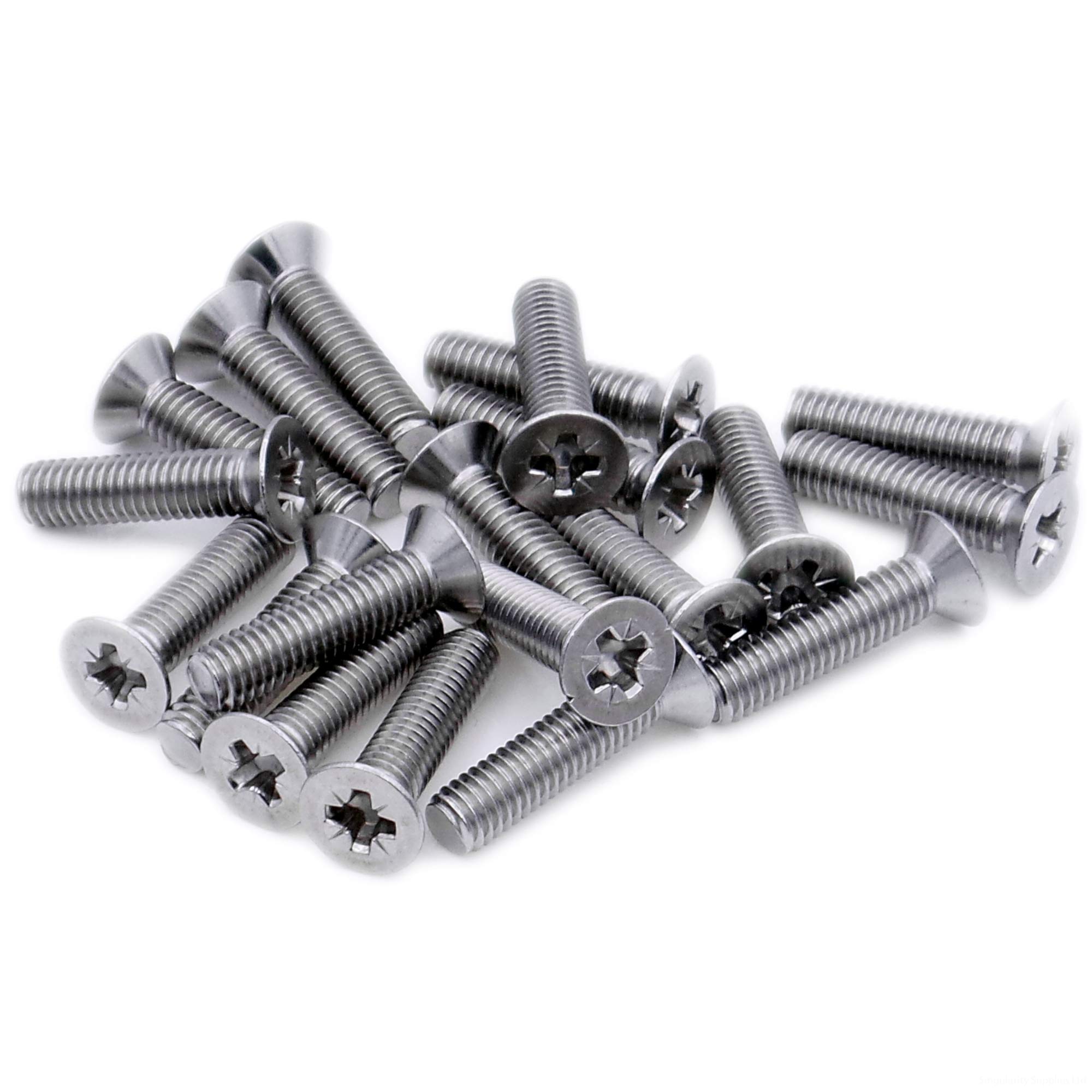 Singularity Supplies Silver M2.5 (2.5Mm X 3Mm) Pozi Countersunk Machine Screw (Bolt) - Stainless Steel (A2) (Pack Of 20)