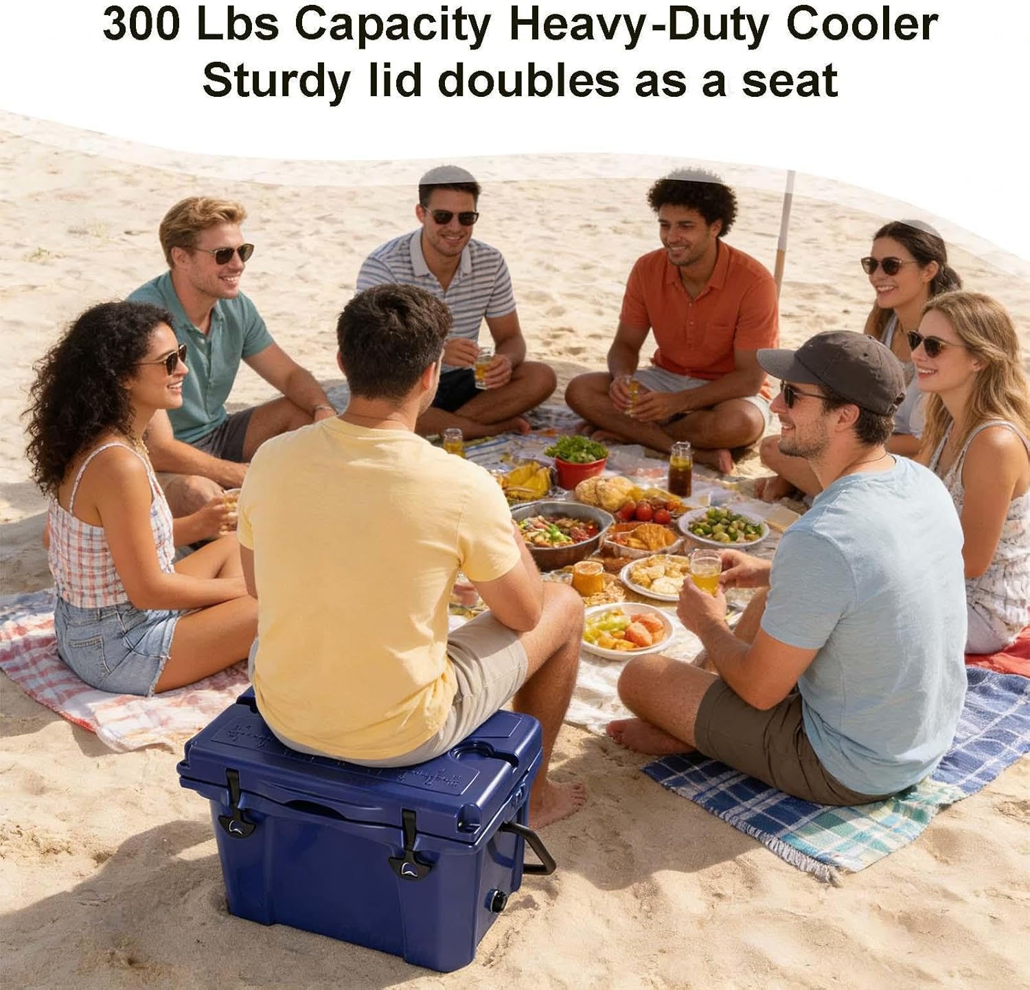 25QT Portable Cooler with Bottle Opener, Cup Holder, Forming Ruler and Portable Handle Outdoor Insulated Cooler Long-Term Insulation, for Camping, Fishing and Everyday Use