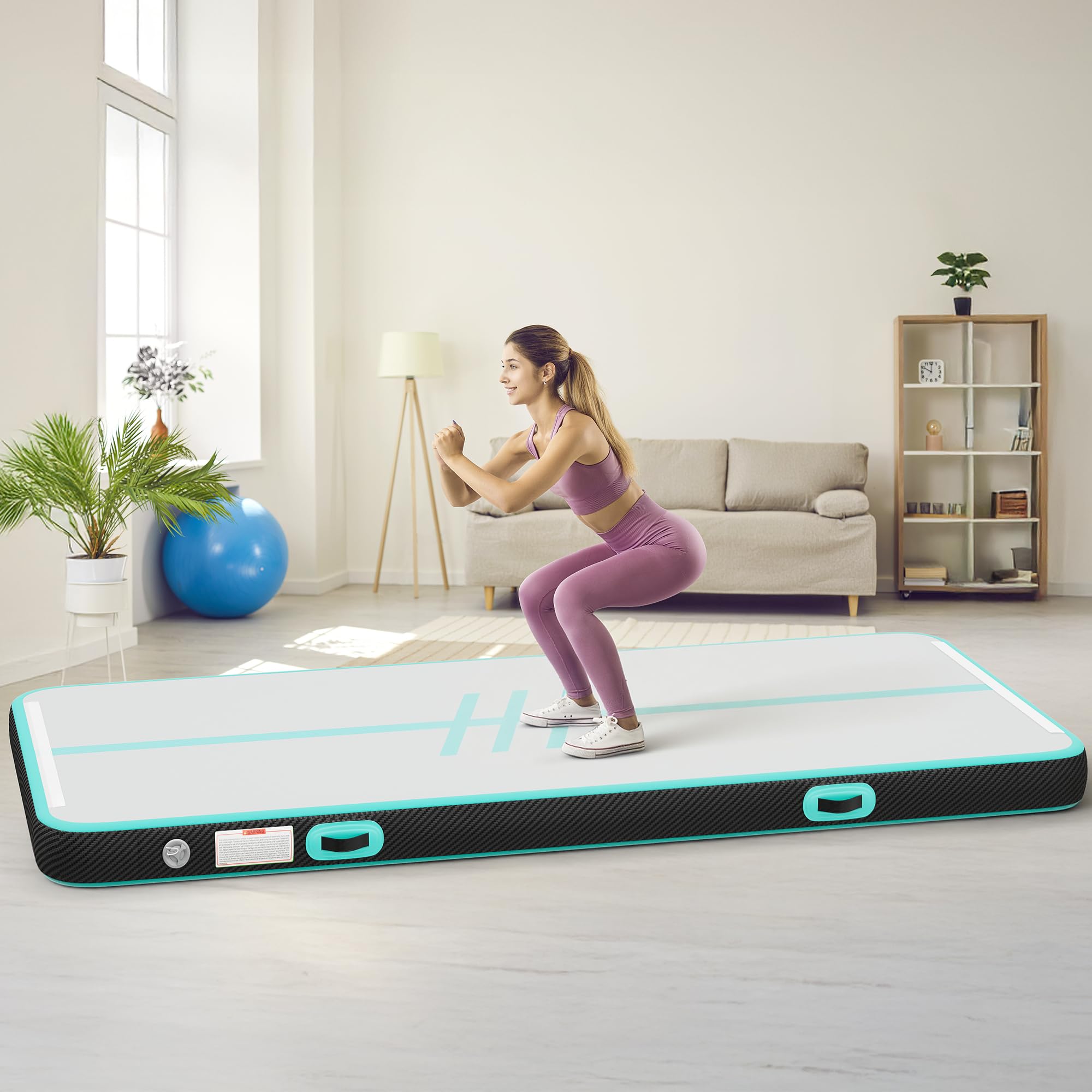 TAUS 3M/4M Air Matte Track,Tumbling Mat/bordo in fibra di carbonio con pompa ad aria elettrica, 10 cm di altezza, tappetino gonfiabile, per allenamento/tumbling/yoga/fitness