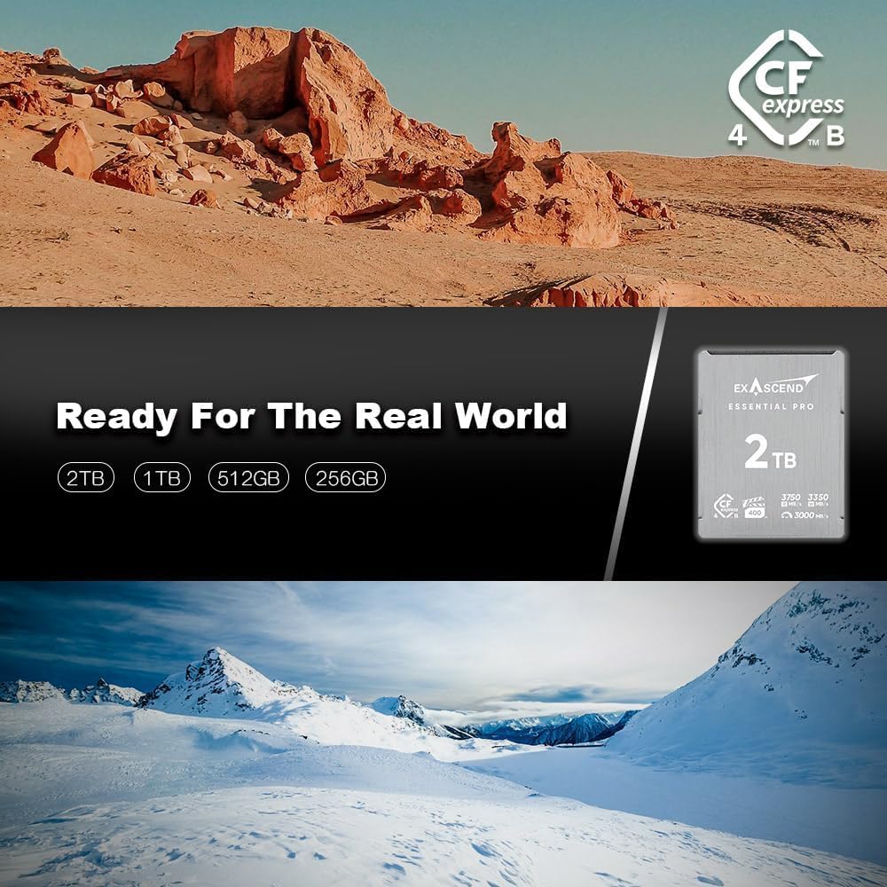 ExAscend Essential Pro 2TB CFexpress 4.0 Type B Memory Card, Read 3750 MB/s, Write 3350 MB/s, VPG400