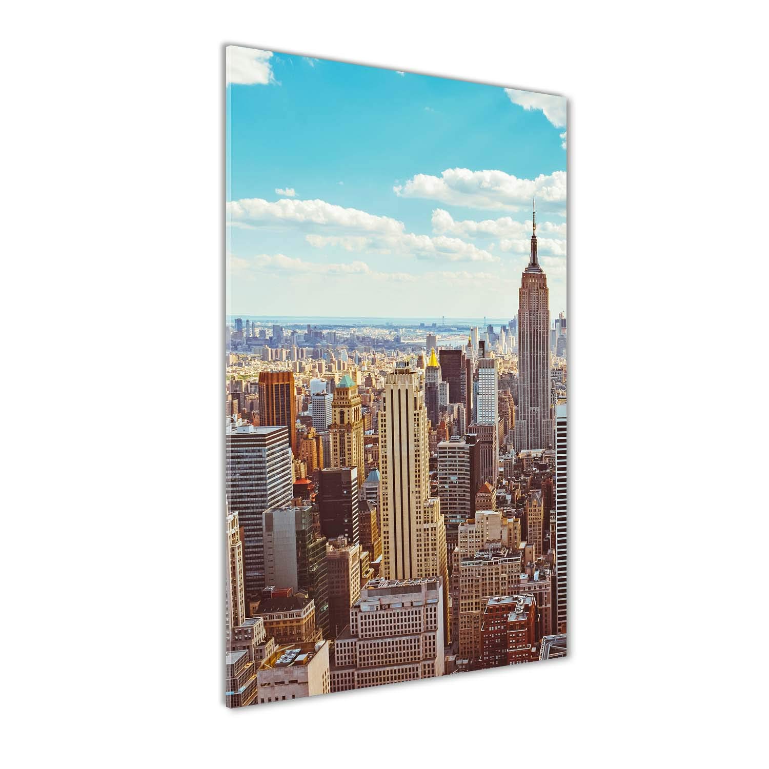 Tableau sur verre 70x140cm New York bleu une évasion aérienne suspendue