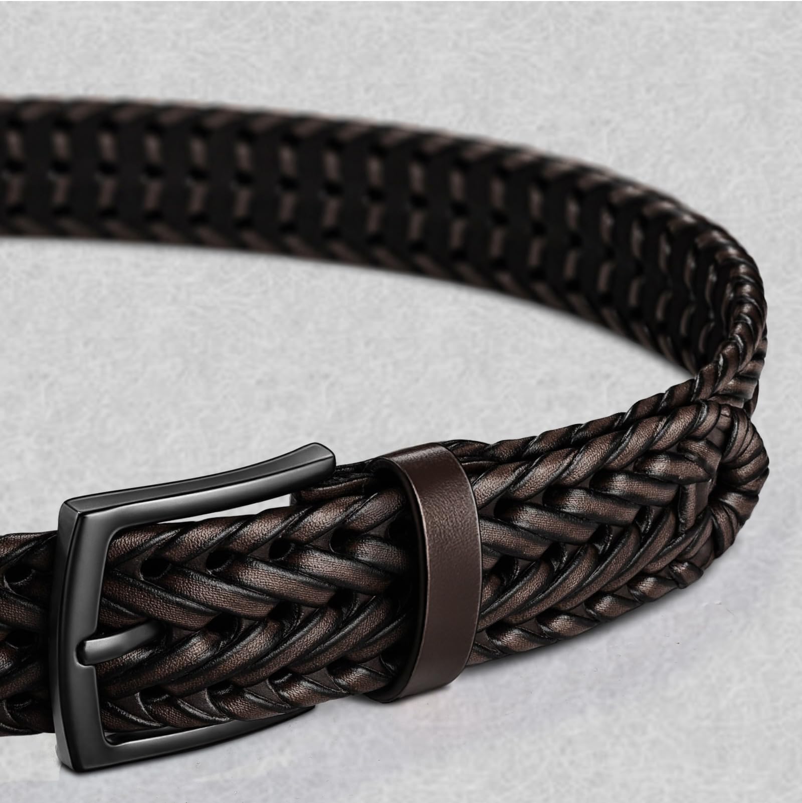 KEMISANT Ceinture tressée confortable pour homme décontracté jean golf 3,5 cm