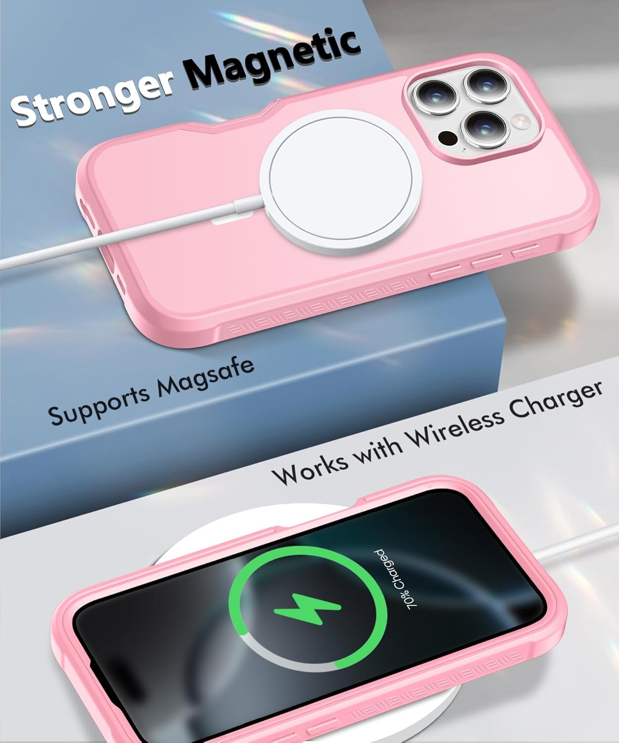 Compatible with iPhone 16 Pro Case, Built-in Screen Protector, with Camera Lens Protector, [Compatible with MagSafe] Matte Back Full Body Phone Case, Protective Cover for 16Pro 6.3" (Pink) - Image 5