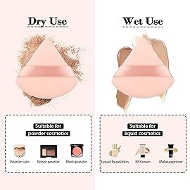 8Pcs of Triangular Powder Puff Makeup Sponges, Made of Super-soft Velvet, Designed for Contouring, Eye, and Corner, Beauty Blender Foundation Mixing Container.