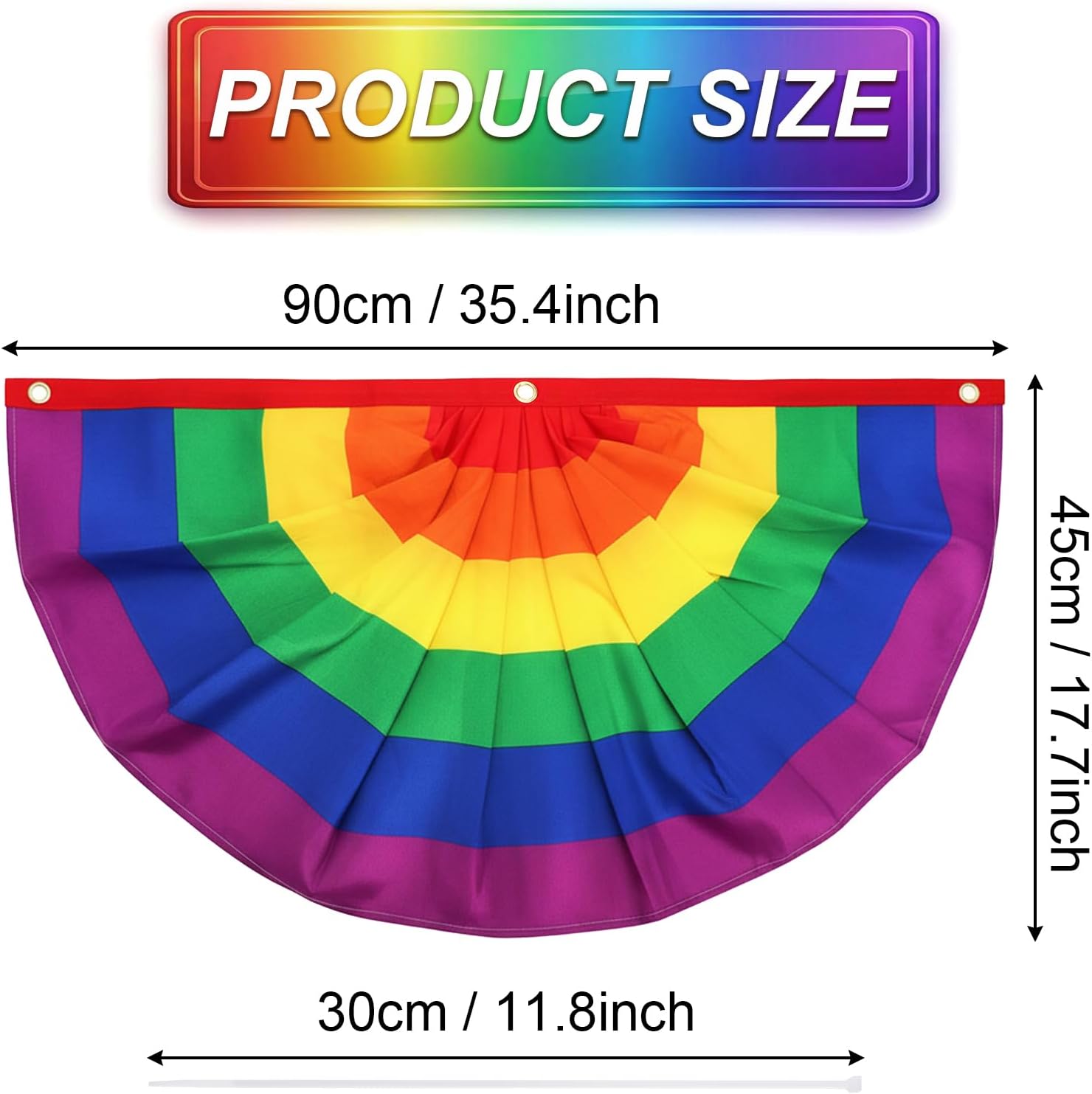 Fasmov 10 Pieces Pride Bunting Flag, 1.5 x 3 Ft Rainbow Pleated Fan Flag Banner Rainbow Polyester Flag, Rainbow Flag Bunting for Holiday Indoor Outdoor Hanging Decor
