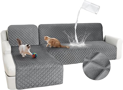 HDCAXKJ Fundas impermeables para sofá modular, acolchadas de terciopelo, 2 piezas, en forma de L, lavables, gruesas, antideslizantes, con protector