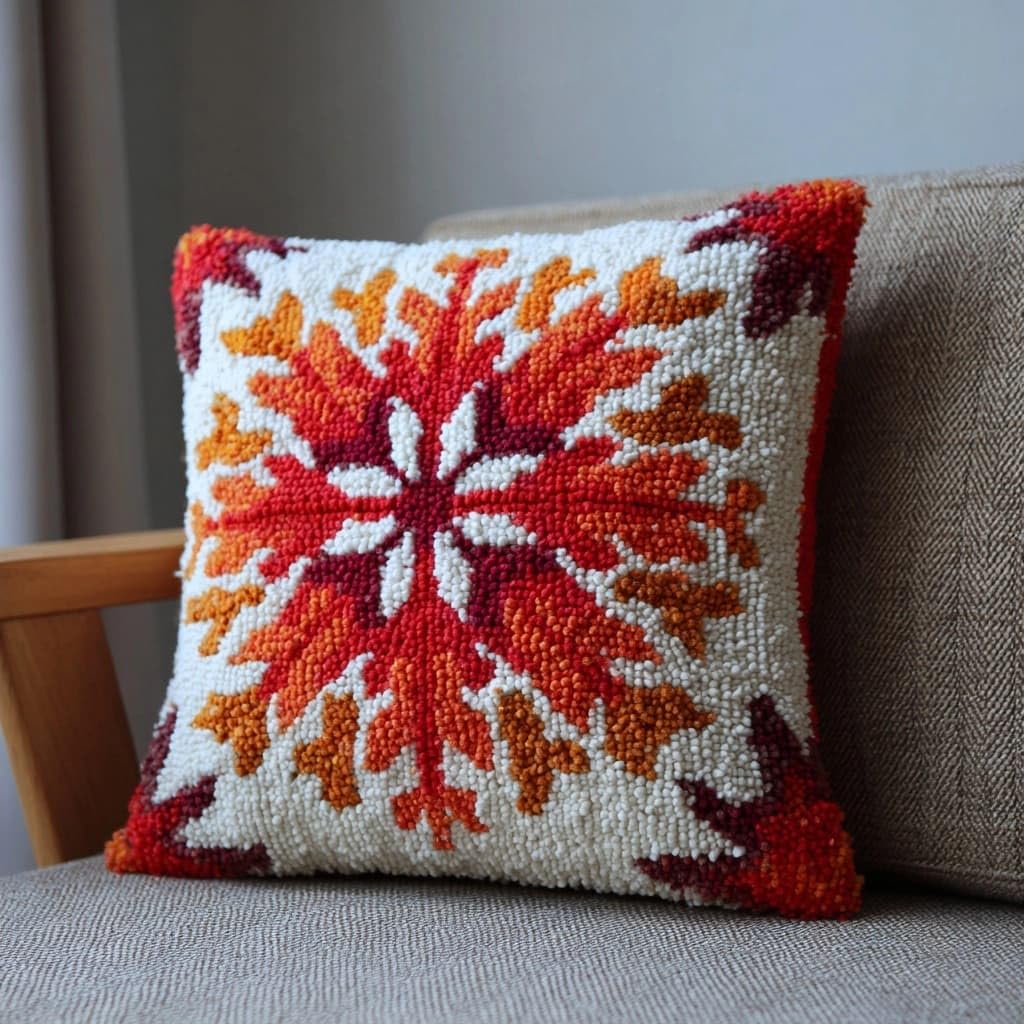 WallustrioaW Latch Hook Kits Pillow,Snowflake Pattern