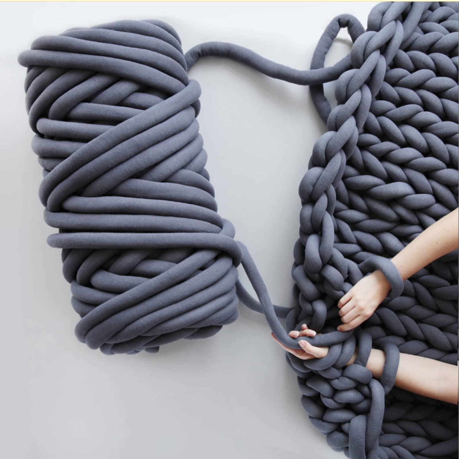 Moon Waves Chunky Yarn for Arm Knitting Crochet Making Blanket Pets House(Dark Grey), 20 Yards - Image 2