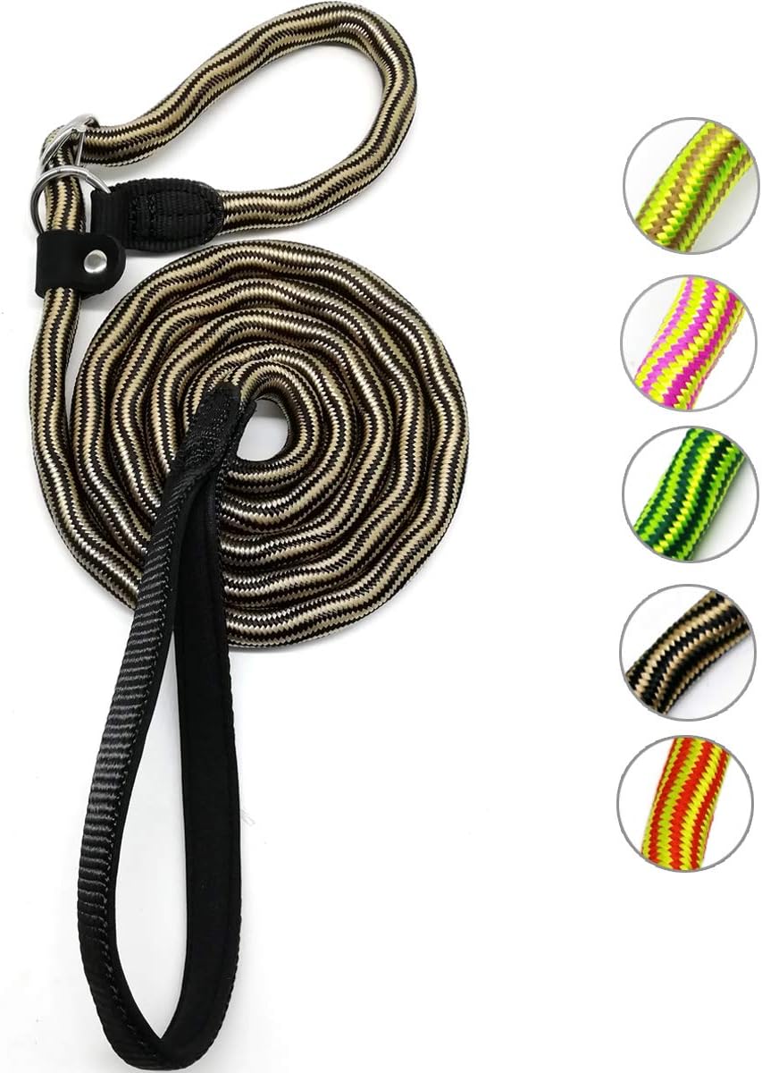 MayPaw Rope Slip Lead Dog Leash, 1/2" x 5 Ft Heavy Duty Nylon Training Leash with Soft Handle Pet Leash for Medium Large Dogs, Black
