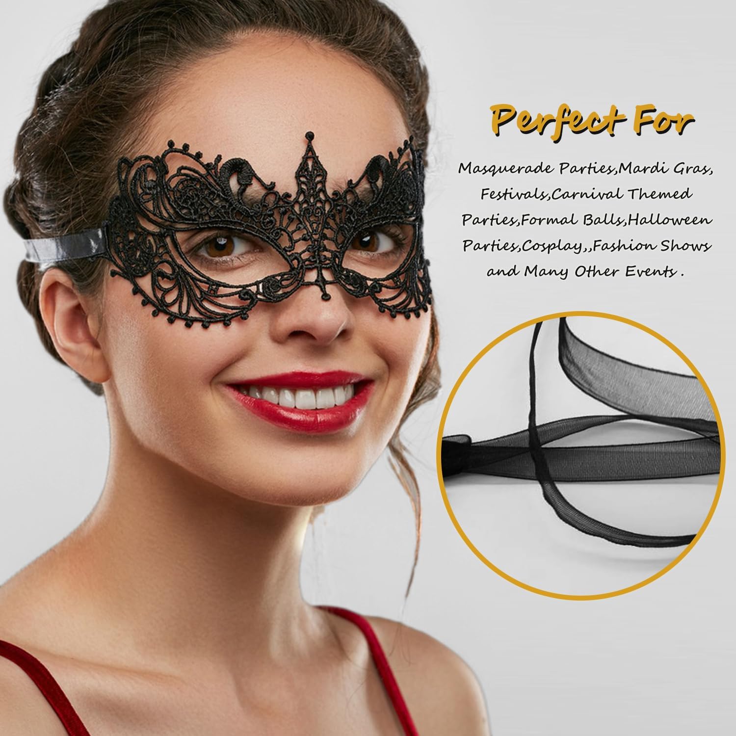 Masquerade Mask for Women Lace Masks for Venetian Party Costume Halloween Carnival - Image 6