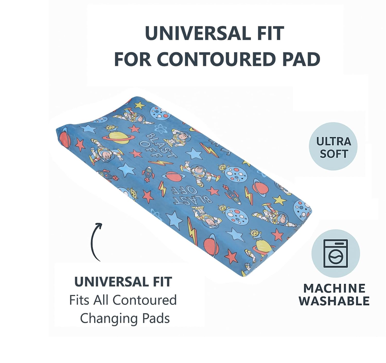 Disney Toy Story Buzz Lightyear Blue and Orange Blast-Off Contoured Changing Pad Cover