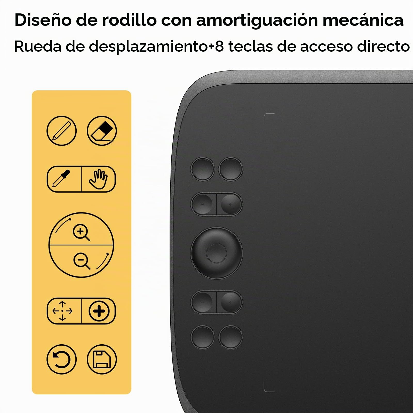 UGEE M908 Tableta gráfica de 10x6,25 Pulgadas con Rueda de Desplazamiento y 8 Teclas de Acceso Directo, lápiz pasivo con 8192 Niveles, Compatible con Windows/Mac/Android