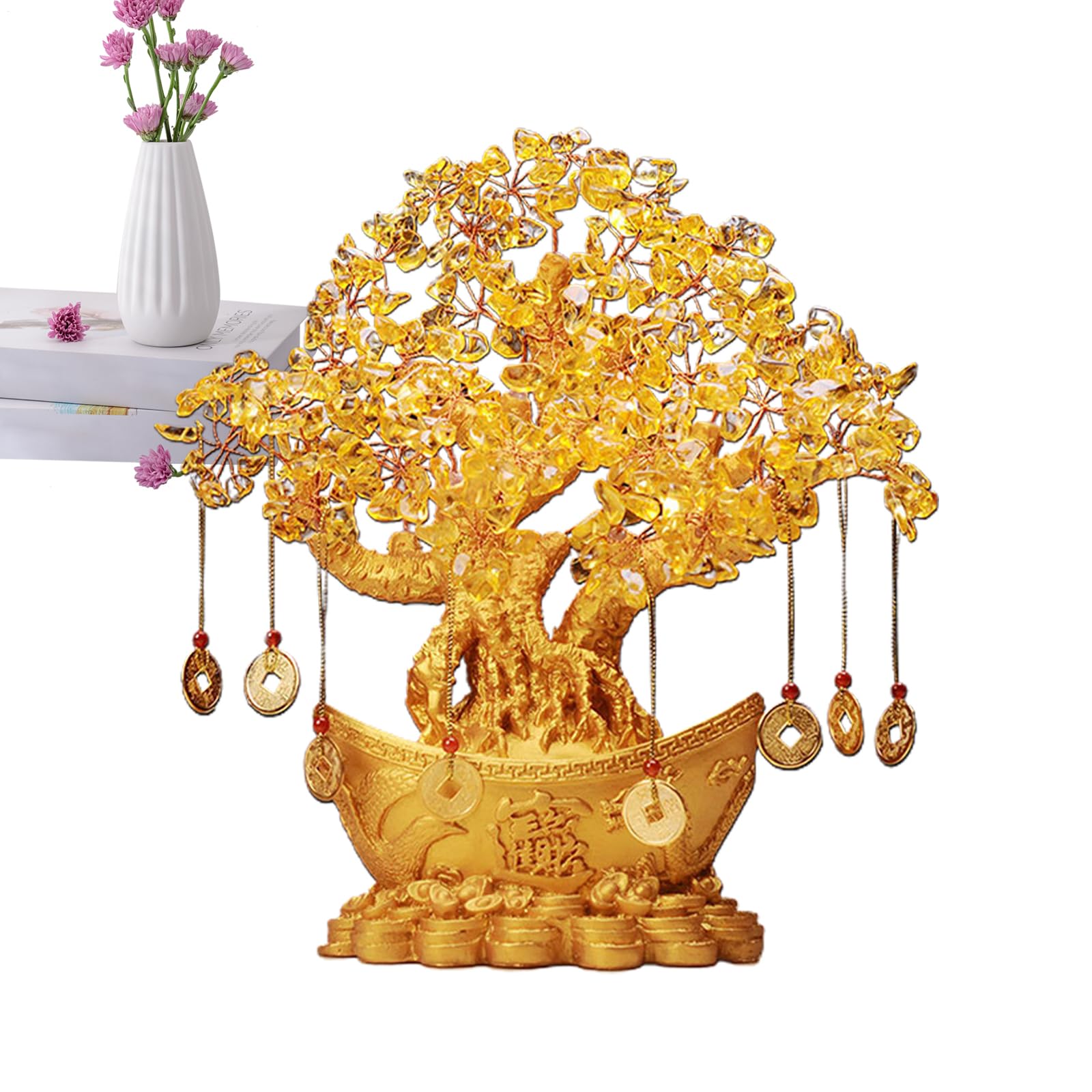 Arbre de fortune en citrine pour décoration de bureau et salon