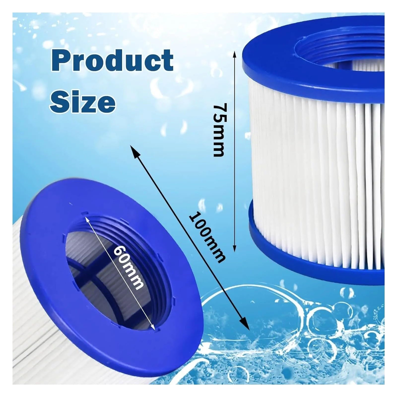 Filtres de Piscine à Cartouche, compatibles avec Clever Spa,8106,Aqua Spa,B Cool 2,Be Spa, compatibles avec Ospazia, Filtre for Jacuzzi de Piscine et Spa(12pcs)