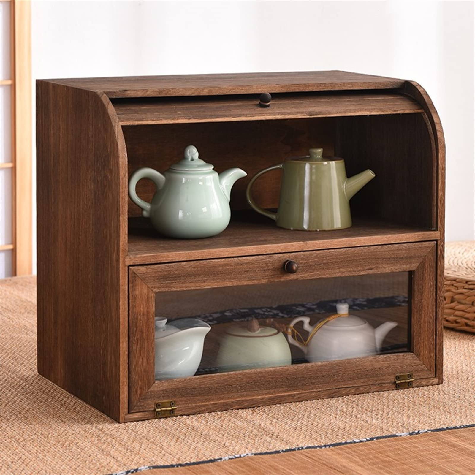 Amazon｜食器棚ガラスキャビネット デスク収納ボックスマークカップ