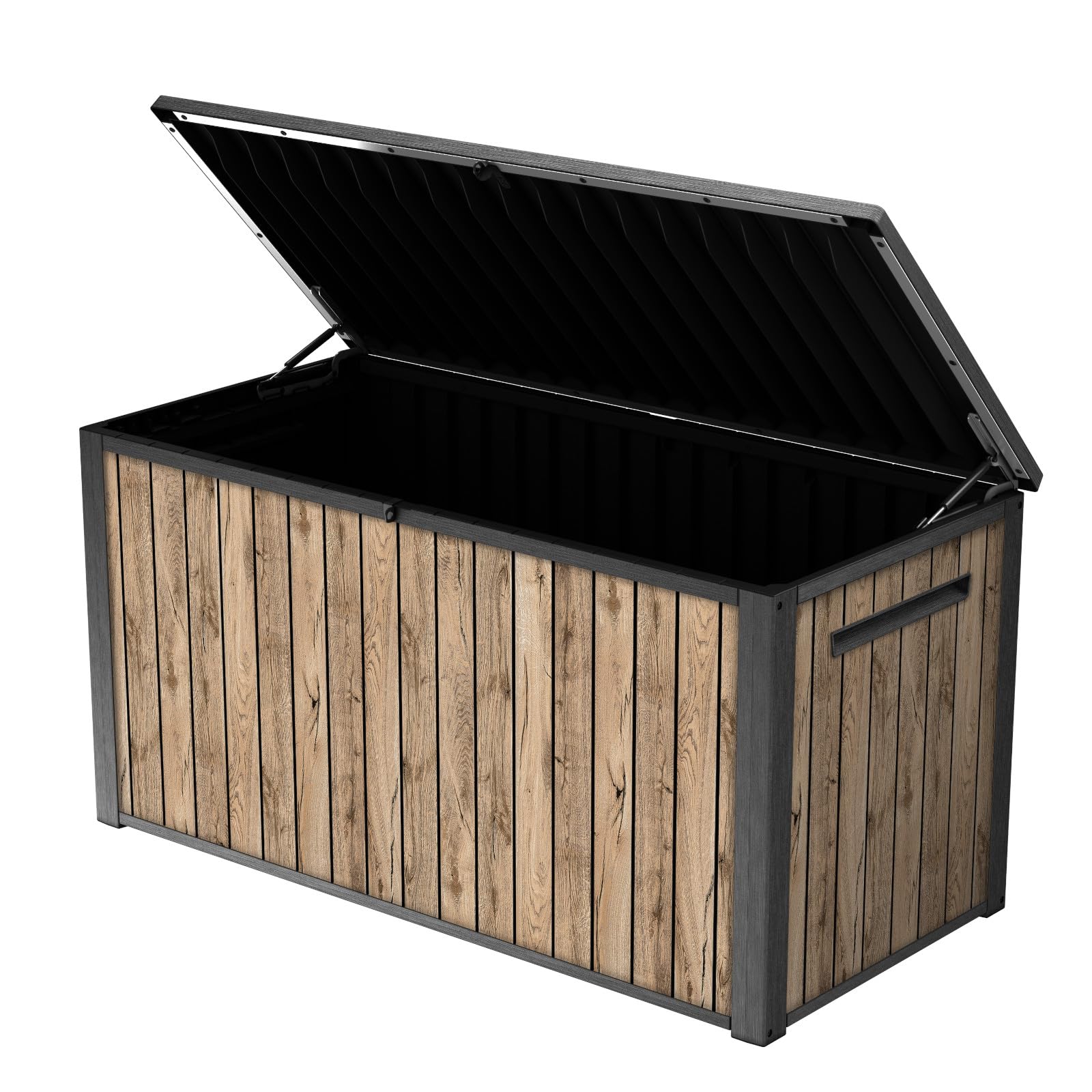 Keter Gartenbox Sierra 643L | 144x67x73 cm cm | Kunststoff in Holzoptik (Pinie) | Deckel mit Gasdruckfedern | abschließbar