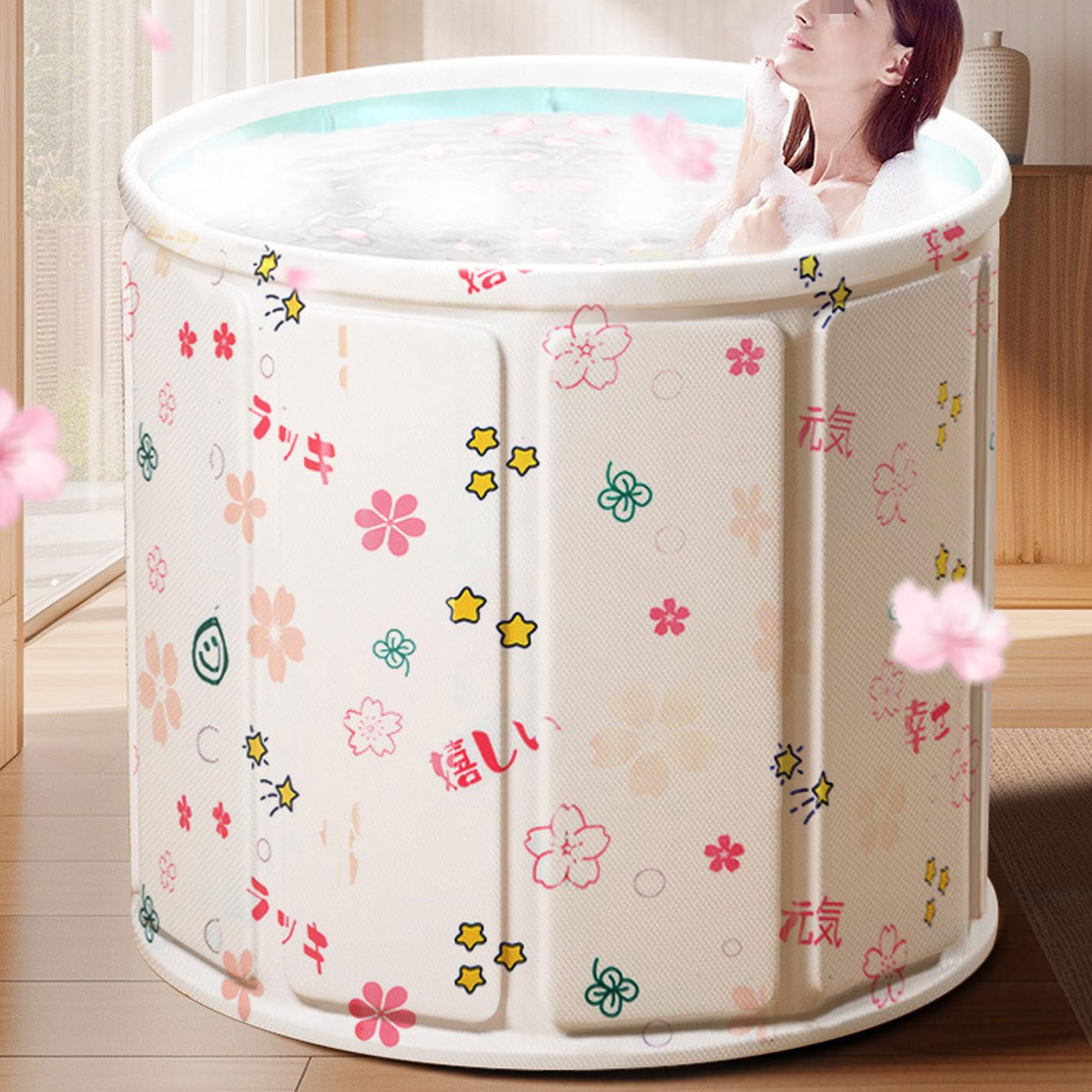 Bañera Portátil Plegable para Adultos, Bañera Grande con Desagüe, Bañera Independiente para Baño en Casa, Lista para Usar sin Montaje (70x65cm)