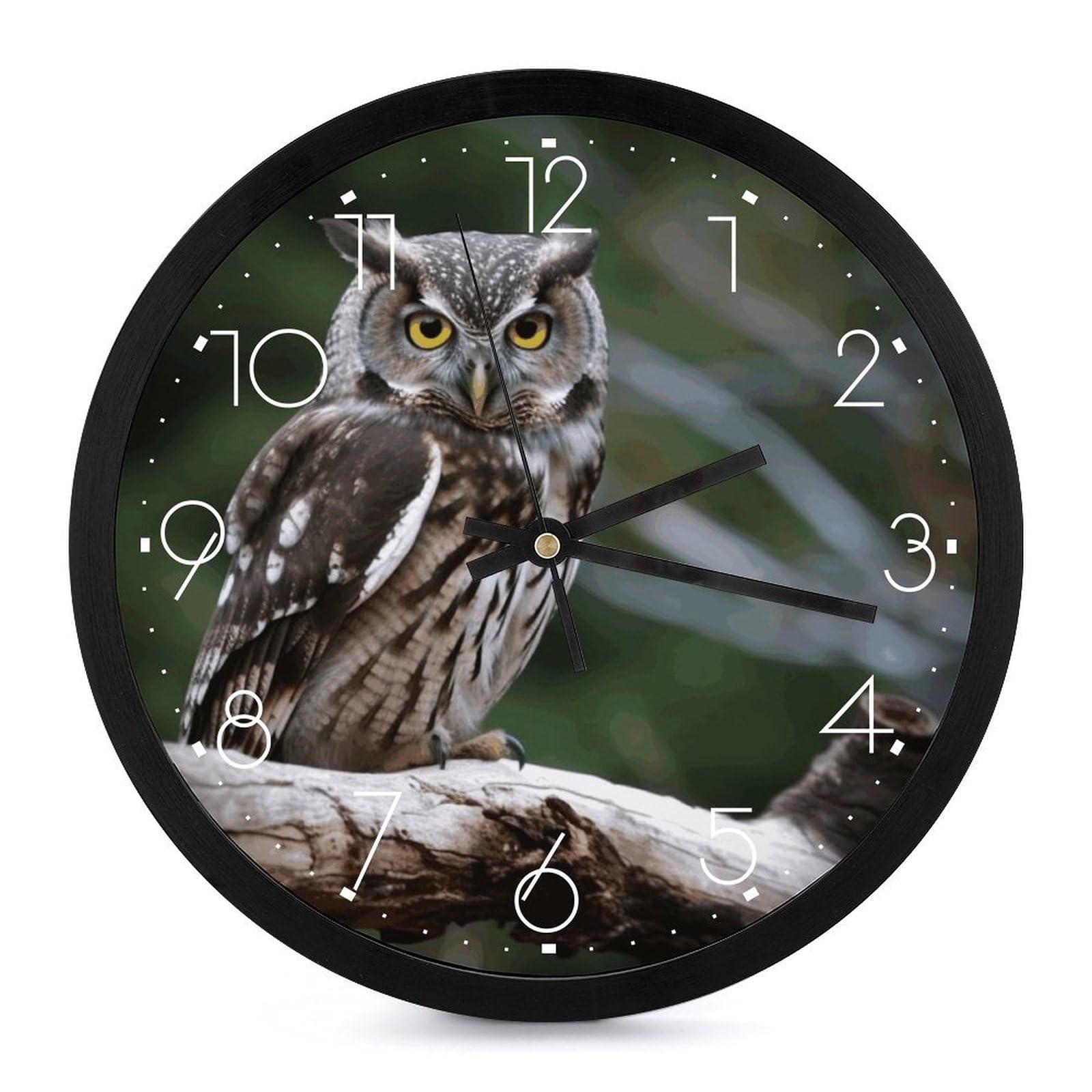 Horloge murale moderne et silencieuse hibou sauvage pour un sommeil serein